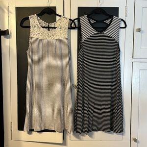 Two black/white stripe dresses - Merona/Target size Medium stretchy with pockets